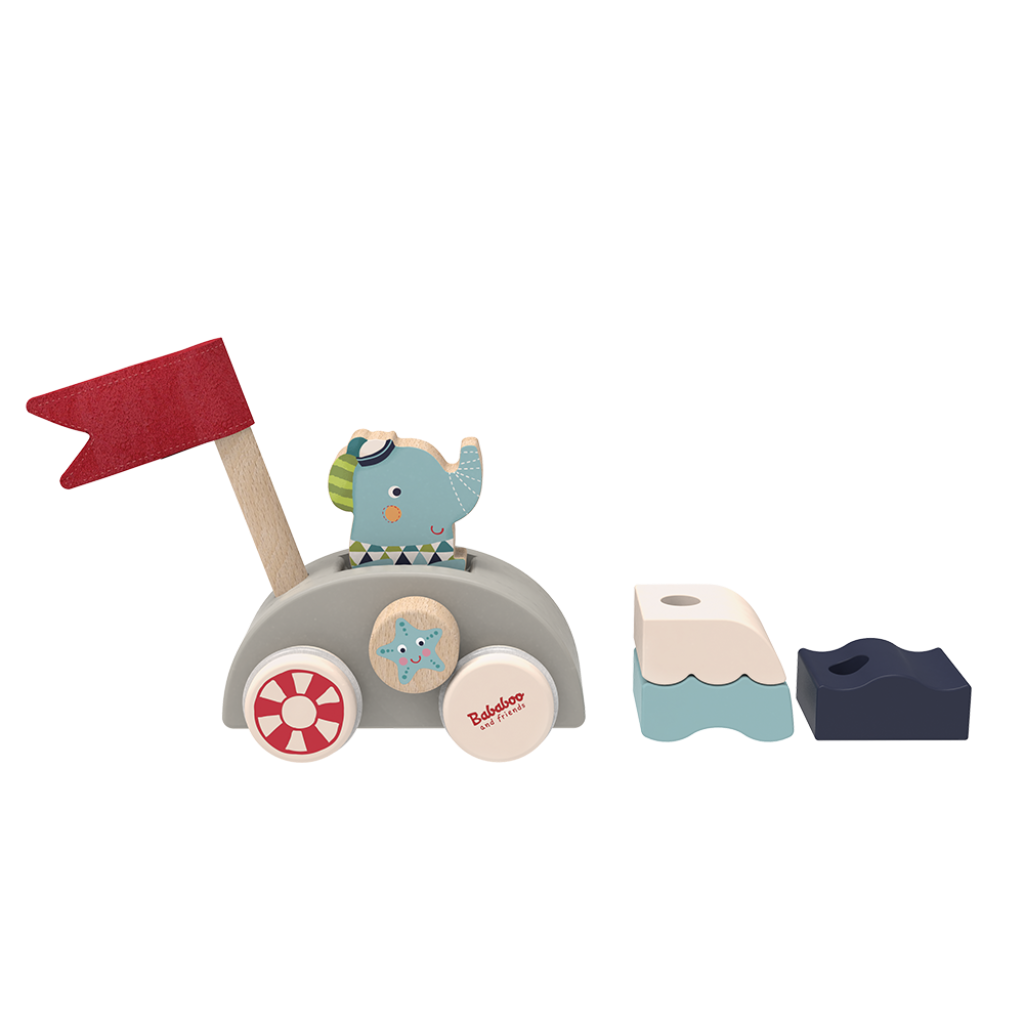 2-in-1 Steck- und Stapelspiel "Lolos lustiges Auto-Boot"