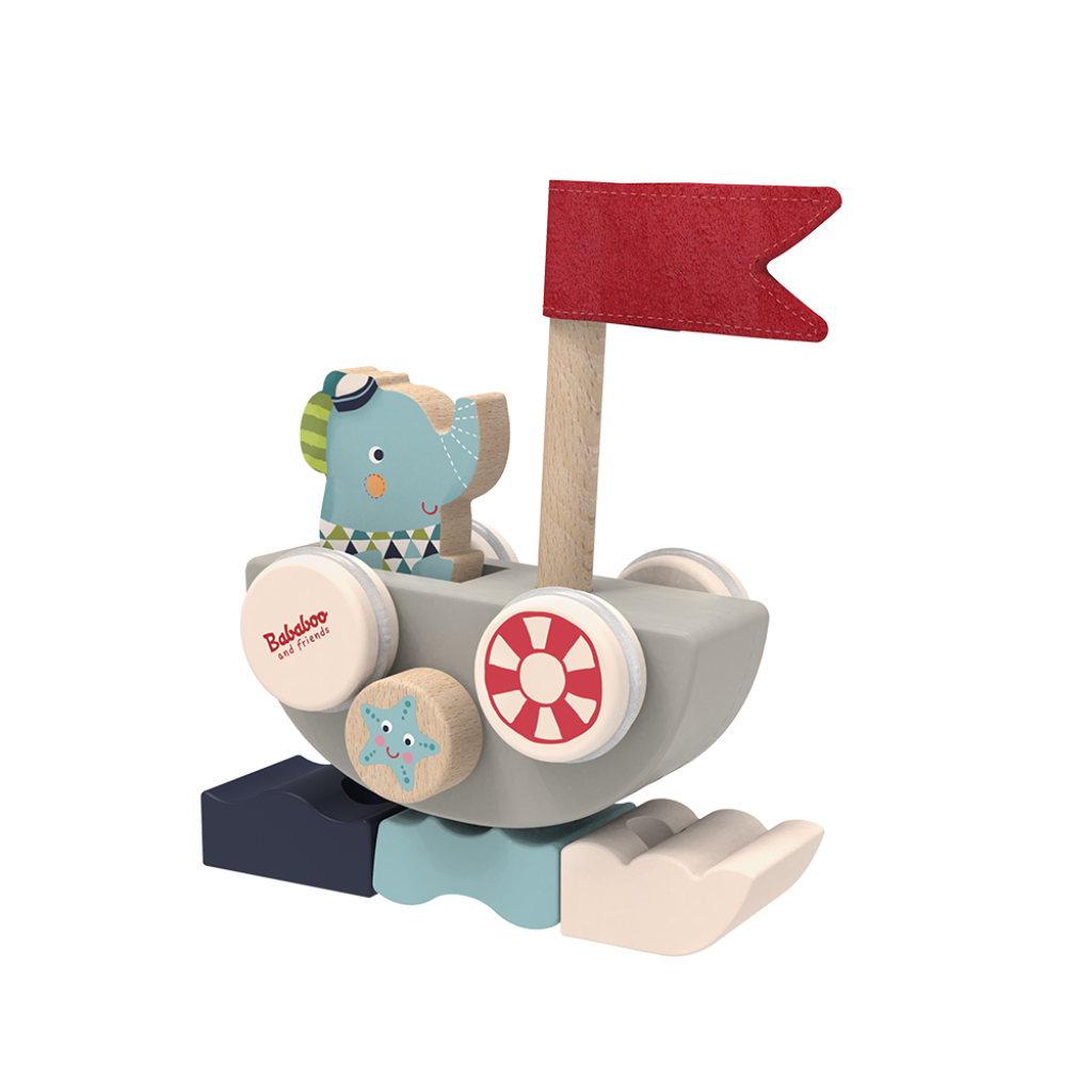 2-in-1 Steck- und Stapelspiel "Lolos lustiges Auto-Boot"